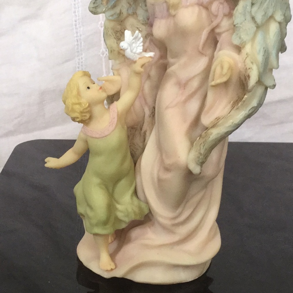 Vtg.ElaboratelyDetailedAngel W/Young Girl&WhteDove - Picture 8 of 9